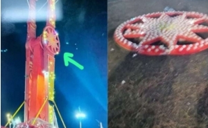 Peça de &quot;Kamikaze&quot; se solta e atinge dois em parque de diversões