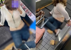 Turista prende pé em escada rolante no aeroporto e tem a perna amputada