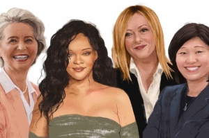 Da esquerda para a direita da imagem, Ursula von der Leyen, Rihanna, Giorgia Meloni e Jenny Lee estão entre as 100 mulheres mais poderosas do mundo segundo a Forbes 