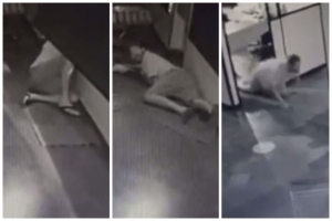 Câmeras flagram ladrão rastejando e engatinhando em mercado