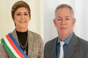 A prefeita e o vice-prefeito de Carlinda