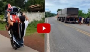 Jovem que debochava da polícia dando &#039;grau&#039; em moto, morre ao bater em caminhão; veja