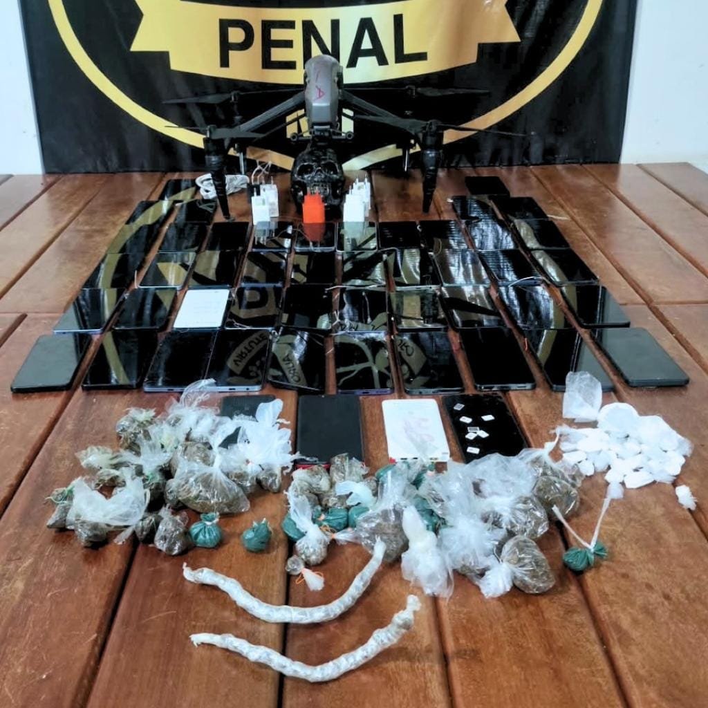 Polícia Penal abate drone e apreende celulares e drogas durante revista em penitenciária