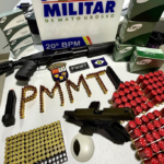 PM apreende armas e mais de 300 munições após mulher ser ameaçada de morte pelo marido