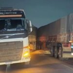 Carretas colidem na BR-163 em Sinop e motorista fica ferido