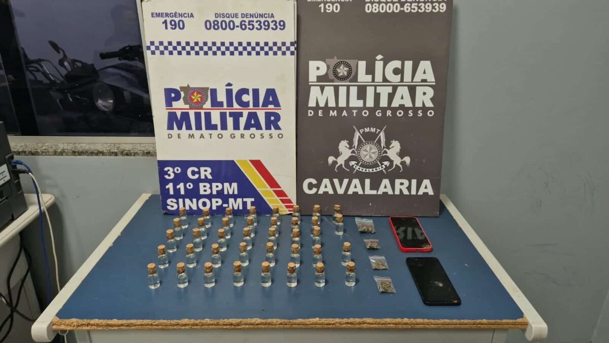 Cavalaria prende suspeito de tráfico em Sinop; maconha e “loló” apreendidos  