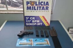 Homem é preso com pistola e mais de 100 munições durante conflito por fazenda em Sinop