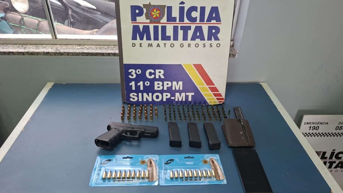 Homem é preso com pistola e mais de 100 munições durante conflito por fazenda em Sinop