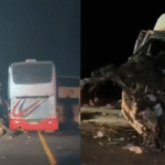 VÍDEO: Caminhão se envolve acidente com ônibus de estudantes na BR-163 em MT