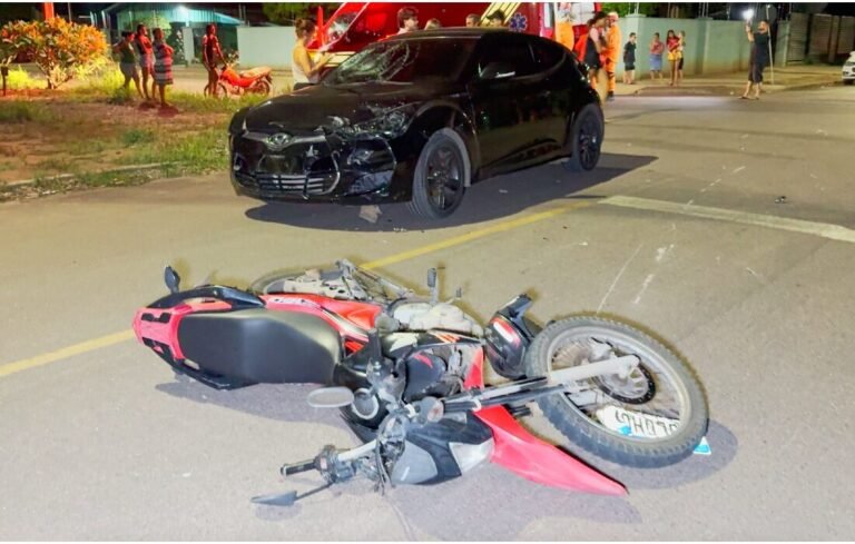Sinop: motociclista fica ferido após colisão com carro em bairro