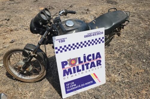 Veículo escondido em pastagem na área rural de Guarantã é recuperado pela PM