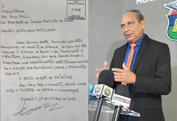 Vereador diz ter sido pressionado a assinar renúncia e perde suplência em Cuiabá